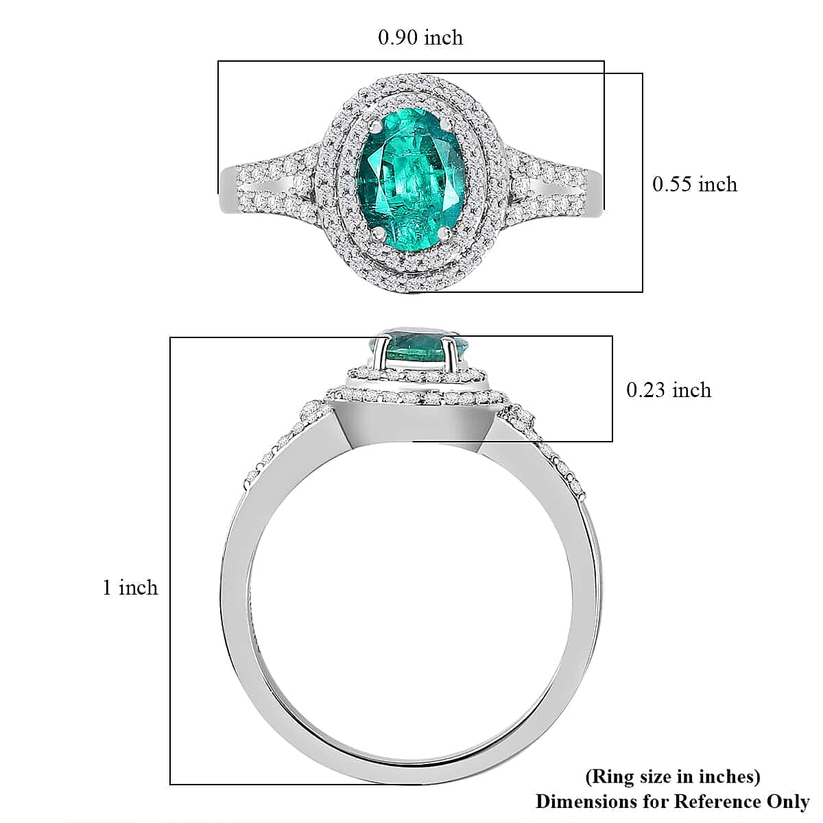 Rhapsody 950 Platinum AAAA Emerald, Diamond (E-F, VS2) Ring (Size 8.0) 1.60 ctw image number 5