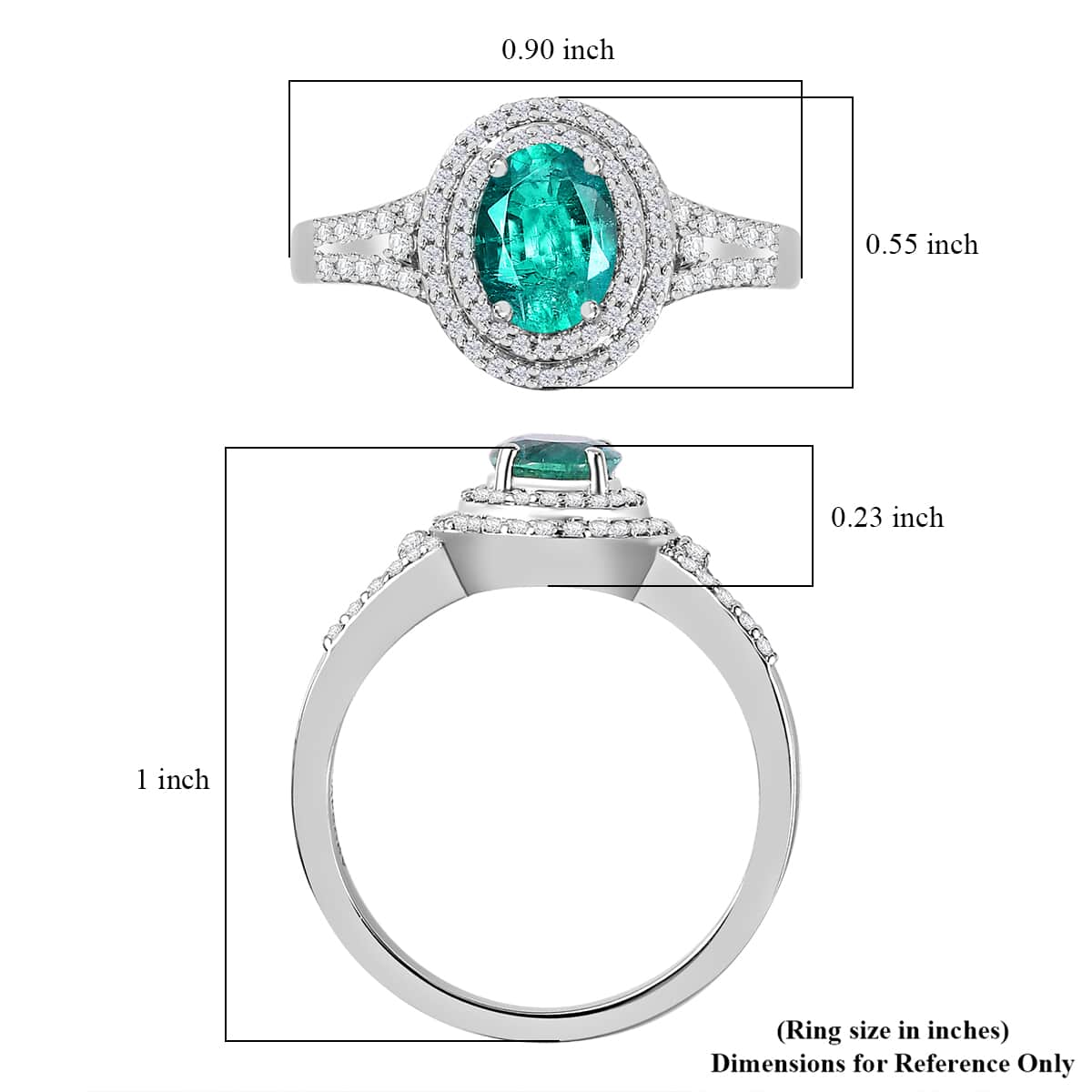 Rhapsody 950 Platinum AAAA Emerald and E-F VS2 Diamond Ring (Size 9.0) 7.80 Grams 1.75 ctw image number 5