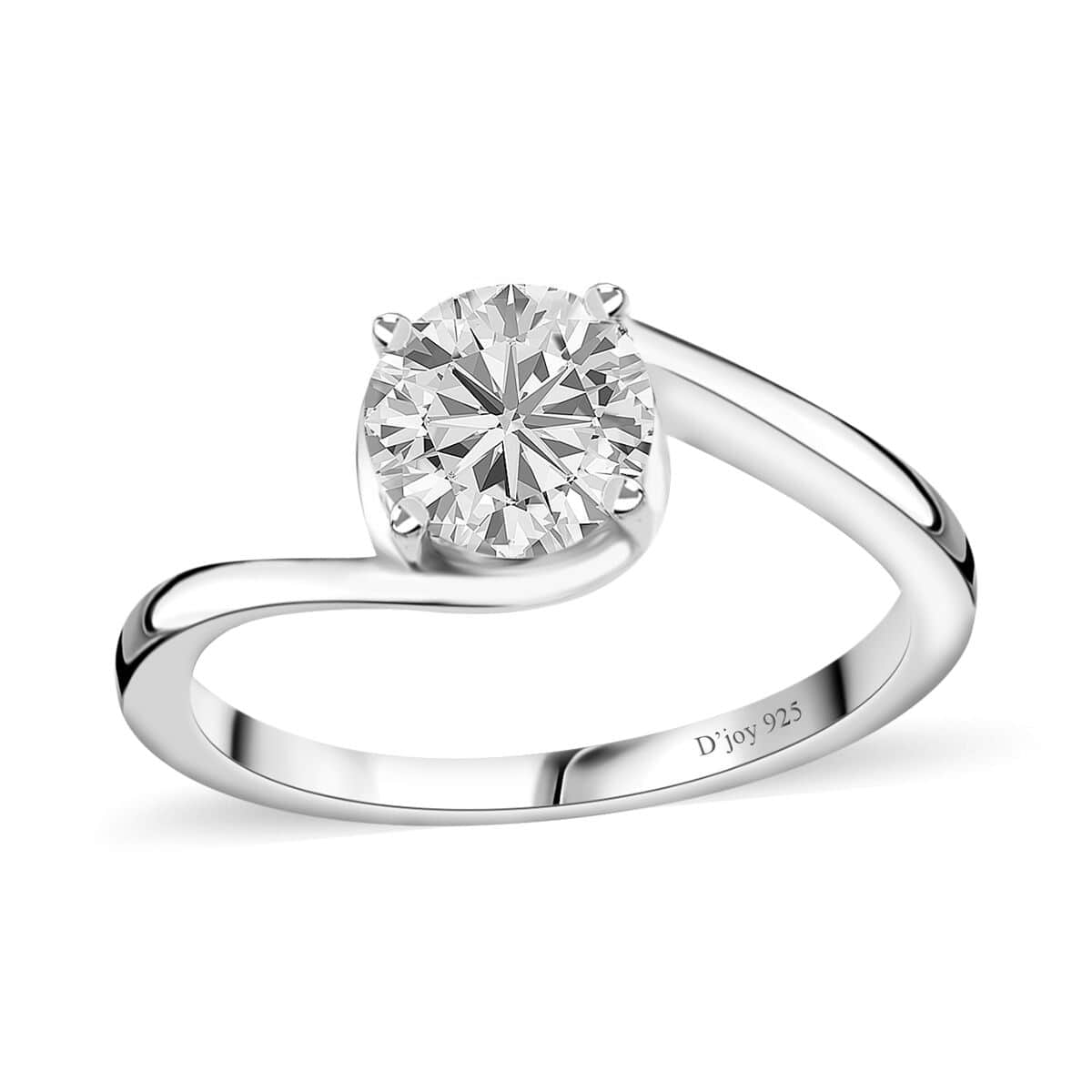 Moissanite (Rnd 7 mm) Solitaire Ring in Platinum Over Sterling Silver (Size 10.0) 1.15 ctw image number 0
