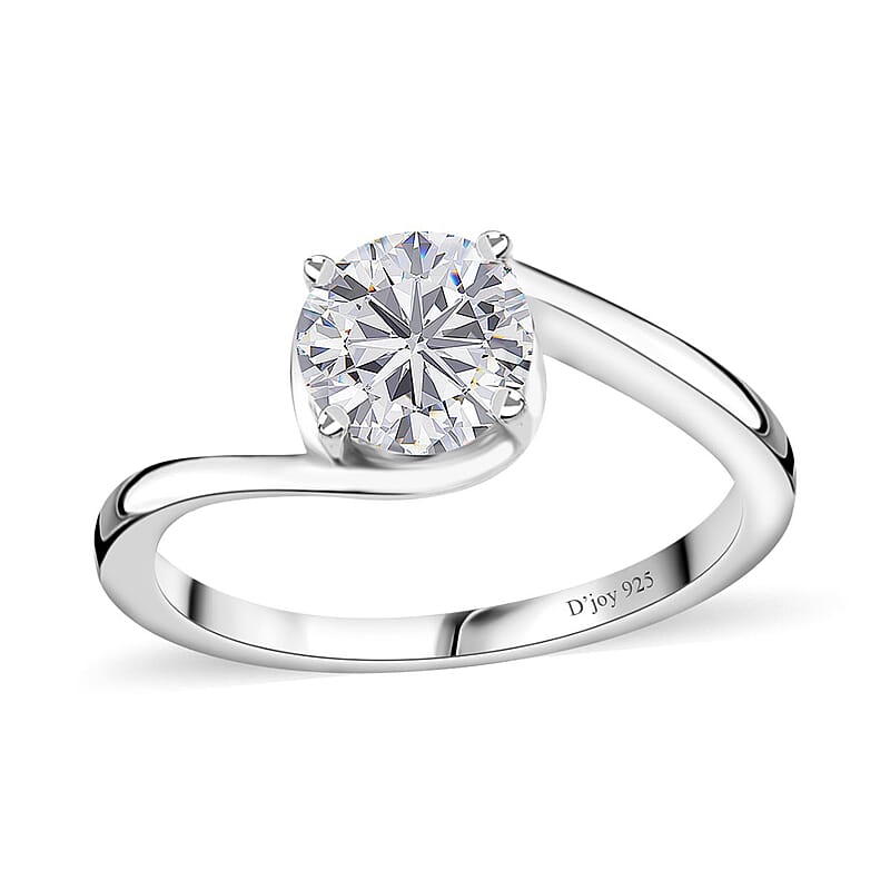 Moissanite Solitaire Ring in Platinum Over Sterling Silver (Size 10.0) 1.15 ctw