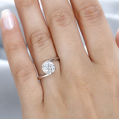 Moissanite Solitaire Ring in Platinum Over Sterling Silver (Size 10.0) 1.15 ctw