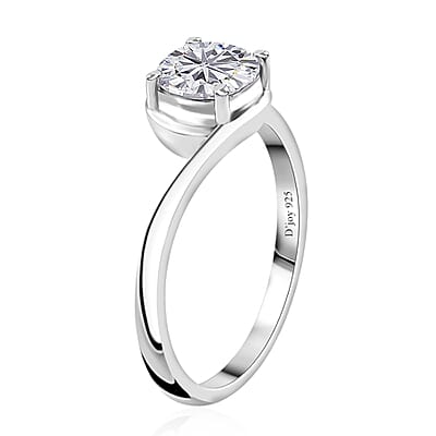 Moissanite Solitaire Ring in Platinum Over Sterling Silver (Size 10.0) 1.15 ctw