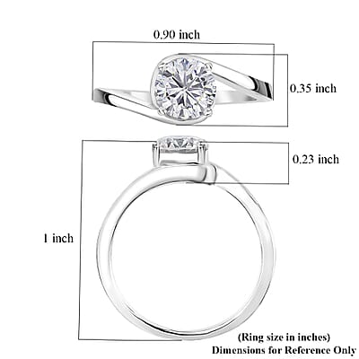 Moissanite Solitaire Ring in Platinum Over Sterling Silver (Size 10.0) 1.15 ctw