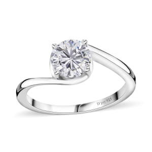 Moissanite Solitaire Ring in Platinum Over Sterling Silver (Size 9.0) 1.15 ctw