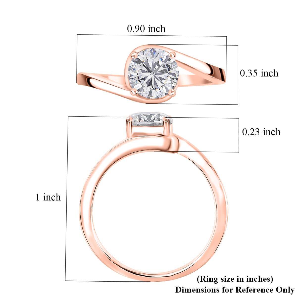 Moissanite Solitaire Ring in Vermeil Rose Gold Over Sterling Silver (Size 10.0) 1.15 ctw image number 5