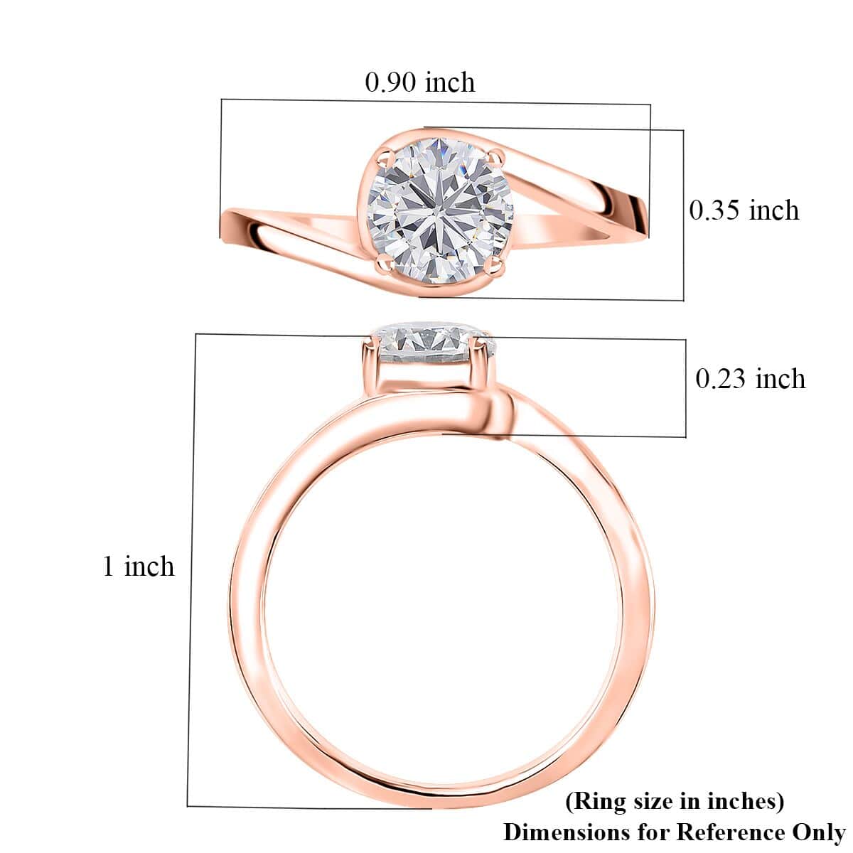 Moissanite Solitaire Ring in Vermeil Rose Gold Over Sterling Silver (Size 5.0) 1.15 ctw image number 5