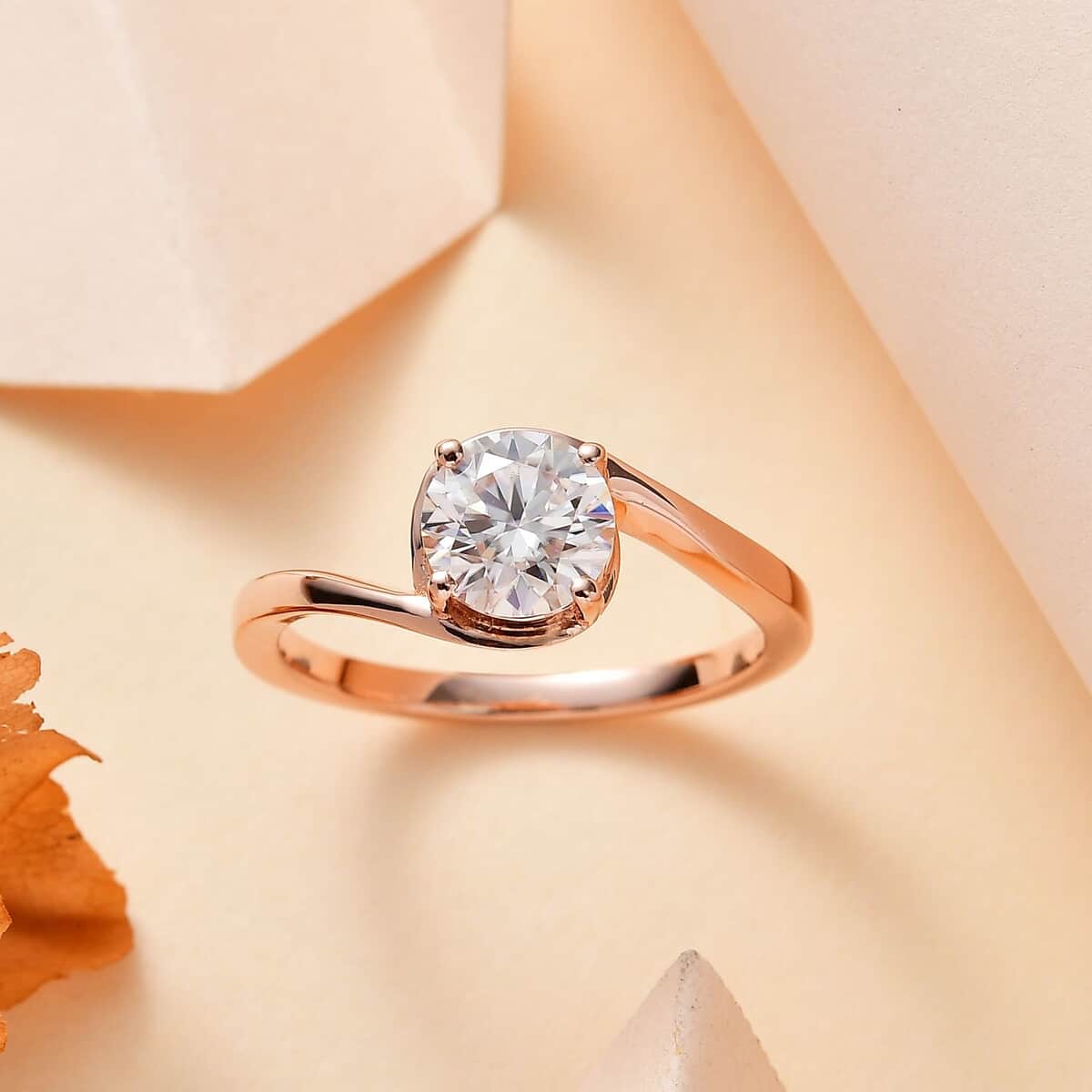 Moissanite Solitaire Ring in Vermeil Rose Gold Over Sterling Silver (Size 7.0) 1.15 ctw image number 1