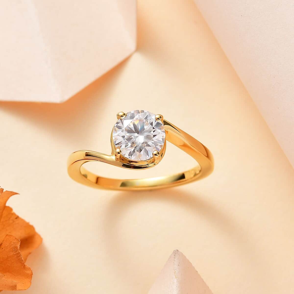 Moissanite Solitaire Ring in Vermeil Yellow Gold Over Sterling Silver (Size 10.0) 1.15 ctw image number 1