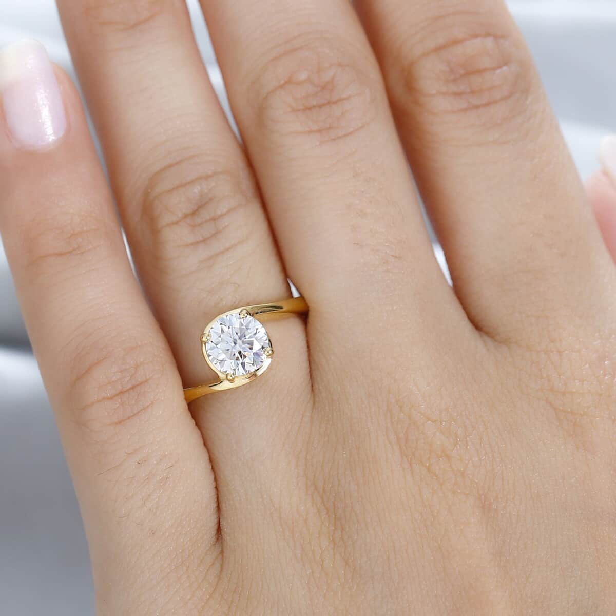 Moissanite Solitaire Ring in Vermeil Yellow Gold Over Sterling Silver (Size 10.0) 1.15 ctw image number 2