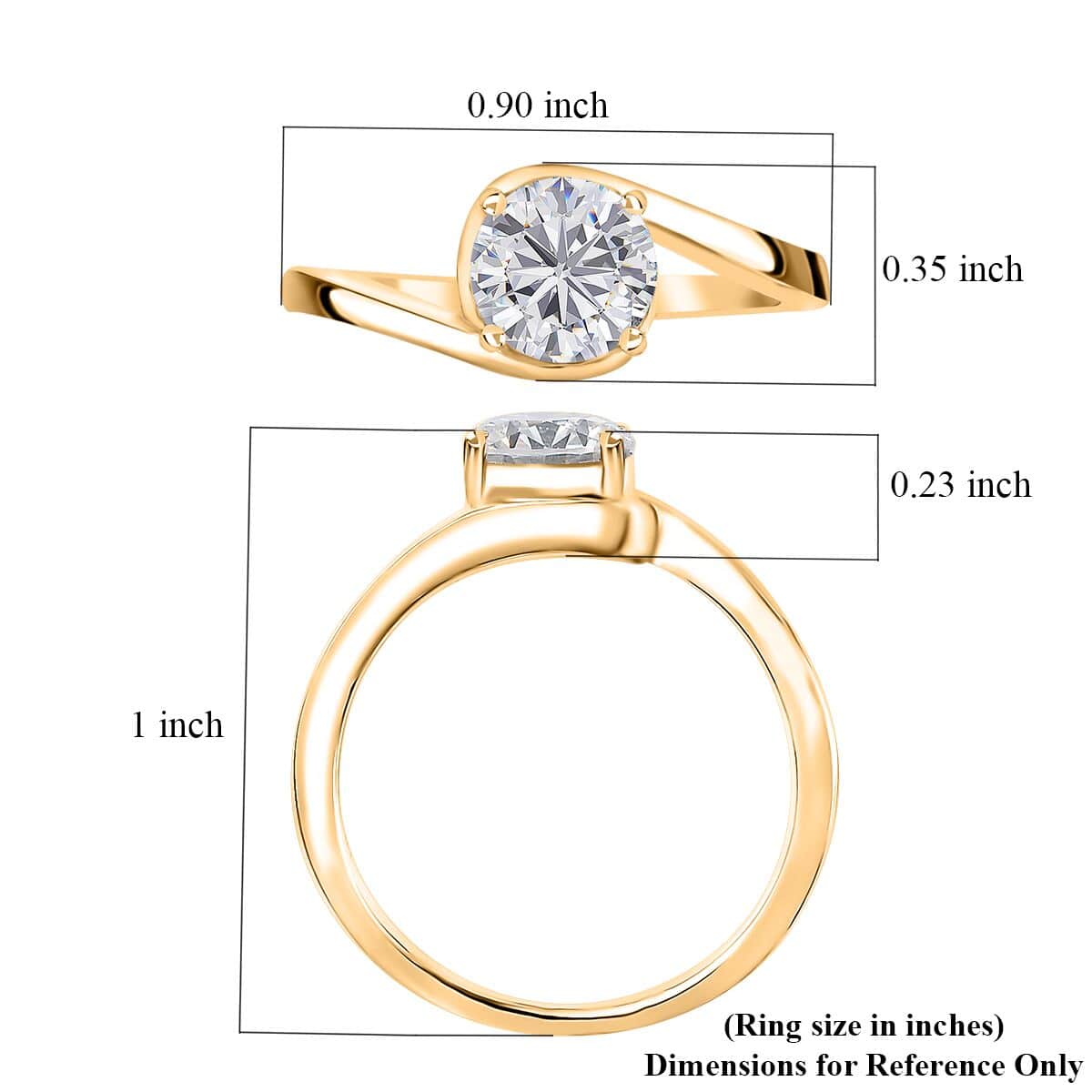 Moissanite Solitaire Ring in Vermeil Yellow Gold Over Sterling Silver (Size 10.0) 1.15 ctw image number 5