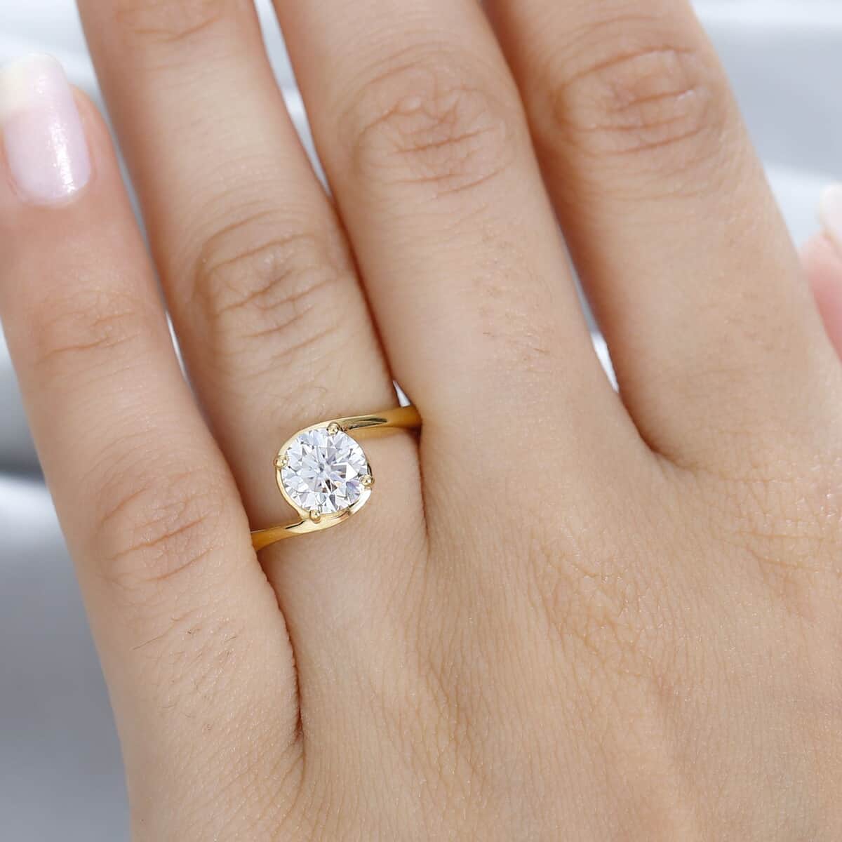 Moissanite Solitaire Ring in Vermeil Yellow Gold Over Sterling Silver (Size 9.0) 1.15 ctw image number 2