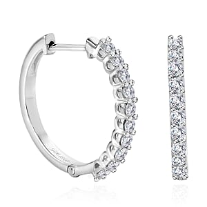 Moissanite Hoop Earrings in Platinum Over Sterling Silver 0.75 ctw