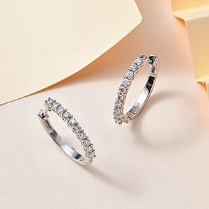 Moissanite Hoop Earrings in Platinum Over Sterling Silver 0.75 ctw