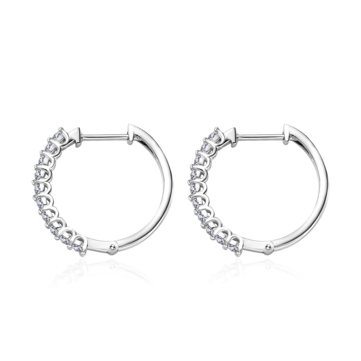 Moissanite Hoop Earrings in Platinum Over Sterling Silver 0.75 ctw image number 3