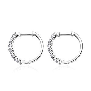 Moissanite Hoop Earrings in Platinum Over Sterling Silver 0.75 ctw