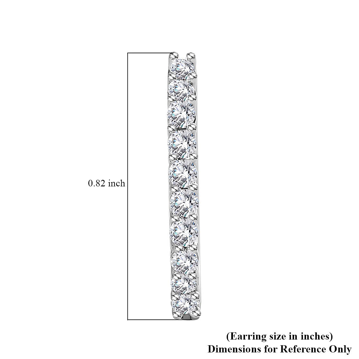 Moissanite Hoop Earrings in Platinum Over Sterling Silver 0.75 ctw