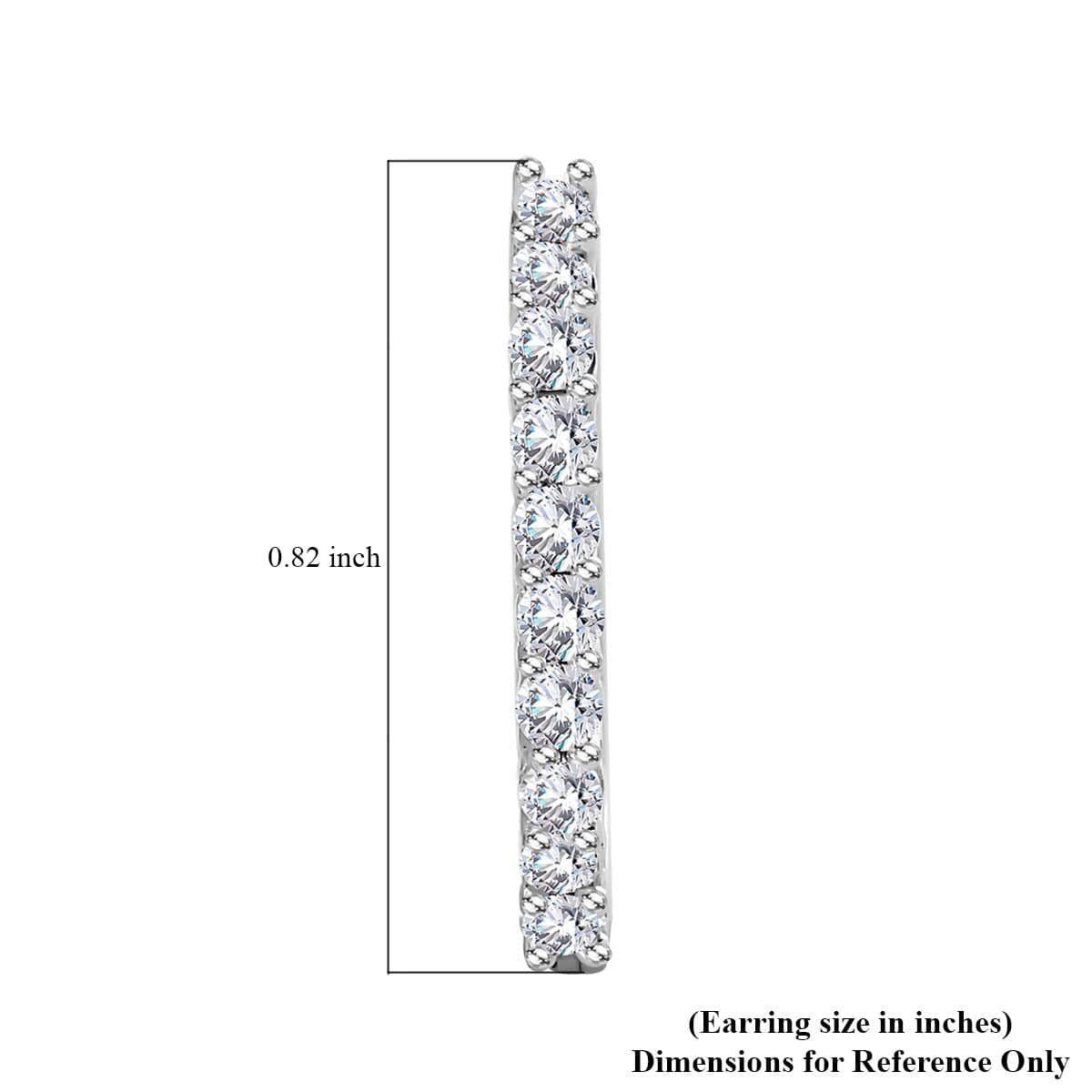 Moissanite Hoop Earrings in Platinum Over Sterling Silver 0.75 ctw image number 4