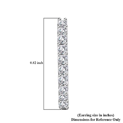 Moissanite Hoop Earrings in Platinum Over Sterling Silver 0.75 ctw