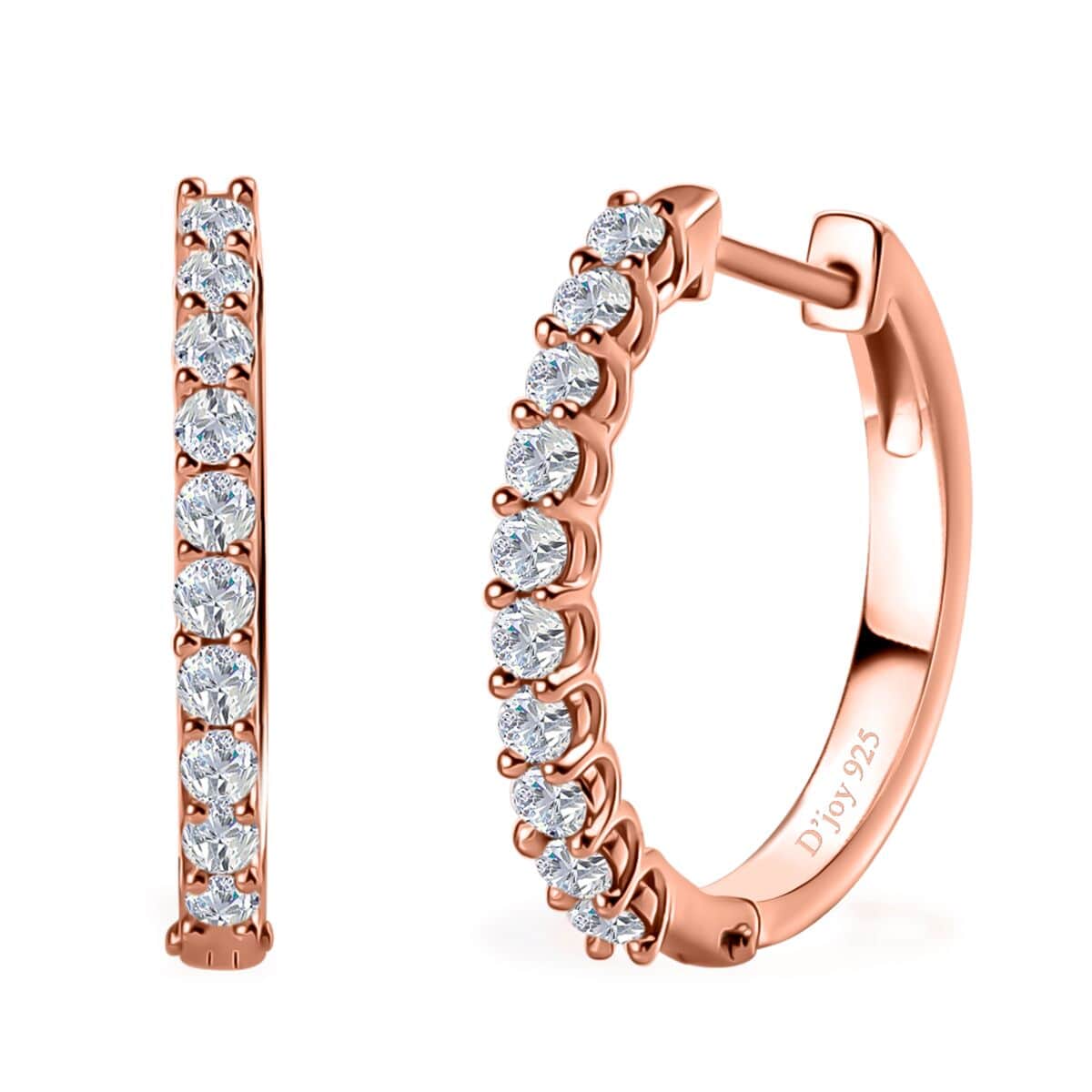 Moissanite Hoop Earrings in Vermeil Rose Gold Over Sterling Silver 0.70 ctw image number 0