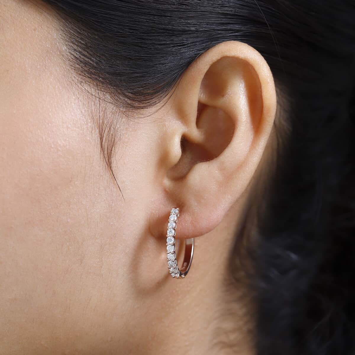 Moissanite Hoop Earrings in Vermeil Rose Gold Over Sterling Silver 0.70 ctw image number 2