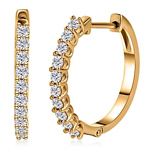 Moissanite Hoop Earrings in Vermeil Yellow Gold Over Sterling Silver 0.75 ctw