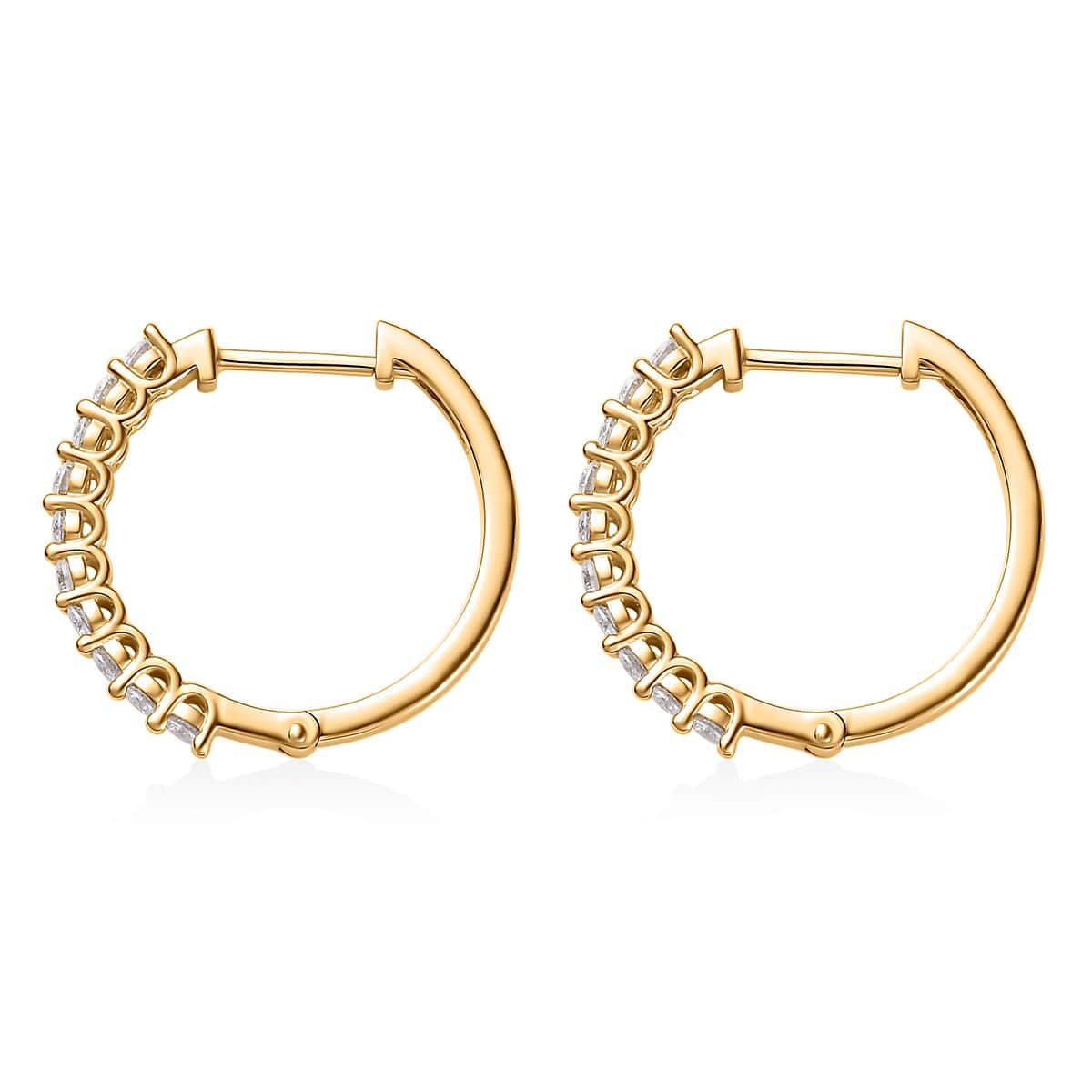 Moissanite Hoop Earrings in Vermeil Yellow Gold Over Sterling Silver 0.75 ctw image number 3