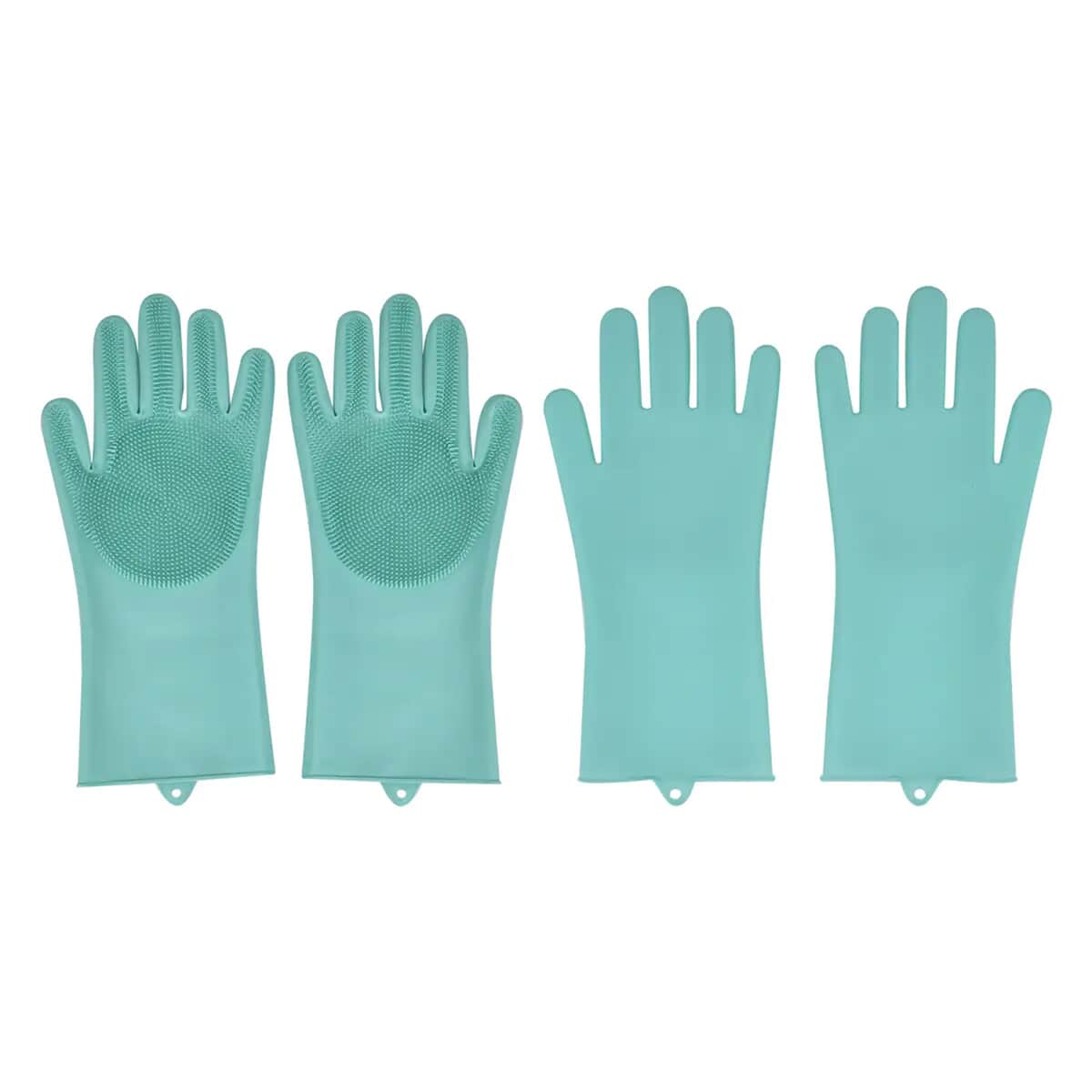 2 Pairs Silicone Gloves with Bristles on The Palms - Green image number 0