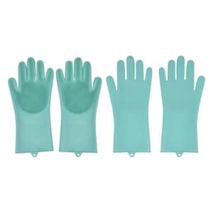 2 Pairs Silicone Gloves with Bristles on The Palms - Green