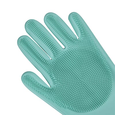 2 Pairs Silicone Gloves with Bristles on The Palms - Green