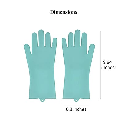 2 Pairs Silicone Gloves with Bristles on The Palms - Green