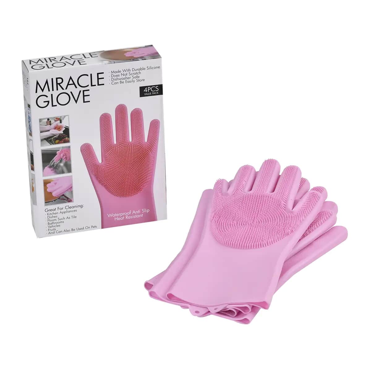 2 Pairs Silicone Gloves with Bristles on The Palms - Pink image number 7