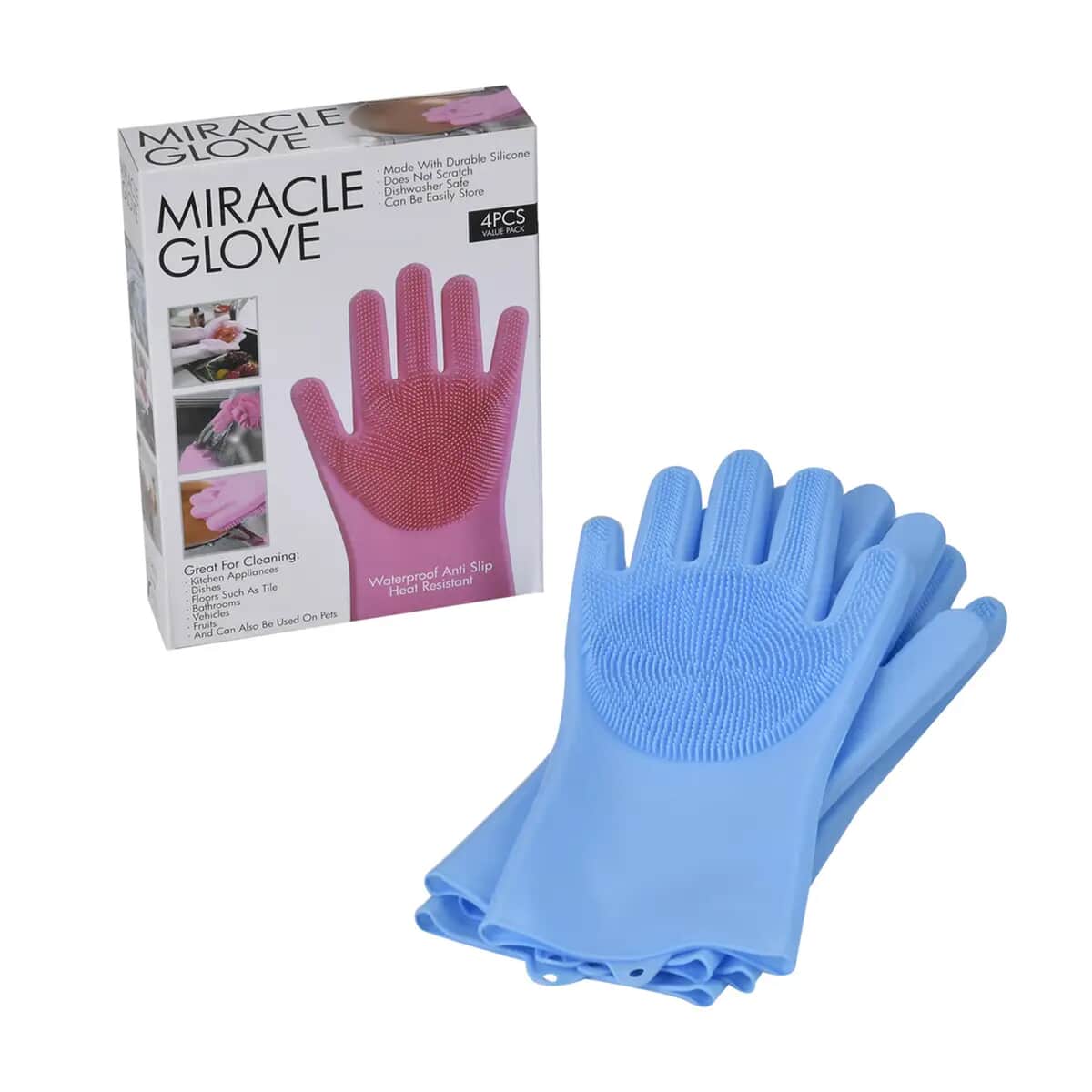 2 Pairs Silicone Gloves with Bristles on The Palms - Blue image number 7