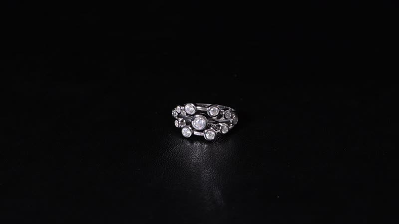 Moissanite Bubbled Elegance Ring in Rhodium Over Sterling Silver