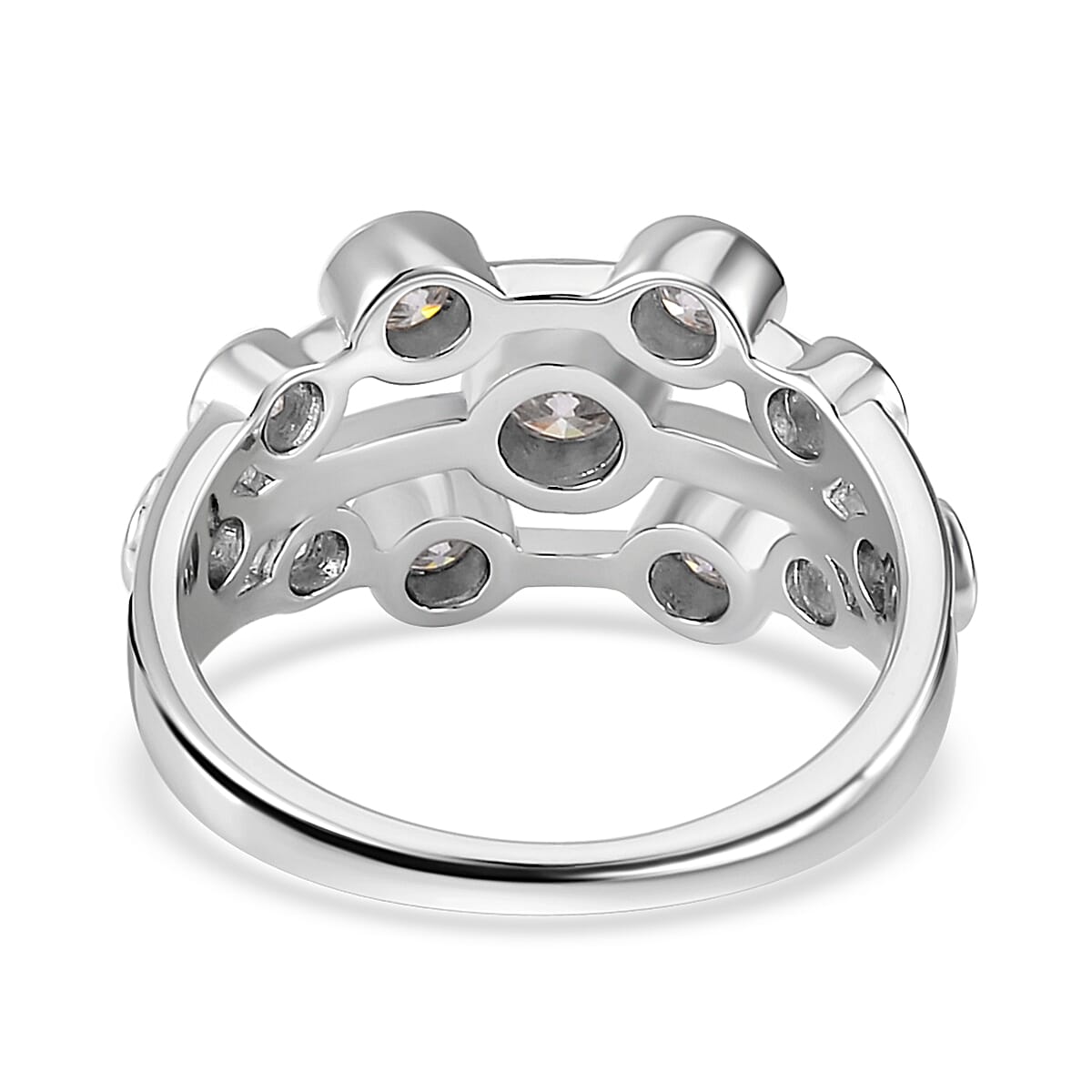 Moissanite Ring in Rhodium Over Sterling Silver (Size 10.0) 1.10 ctw