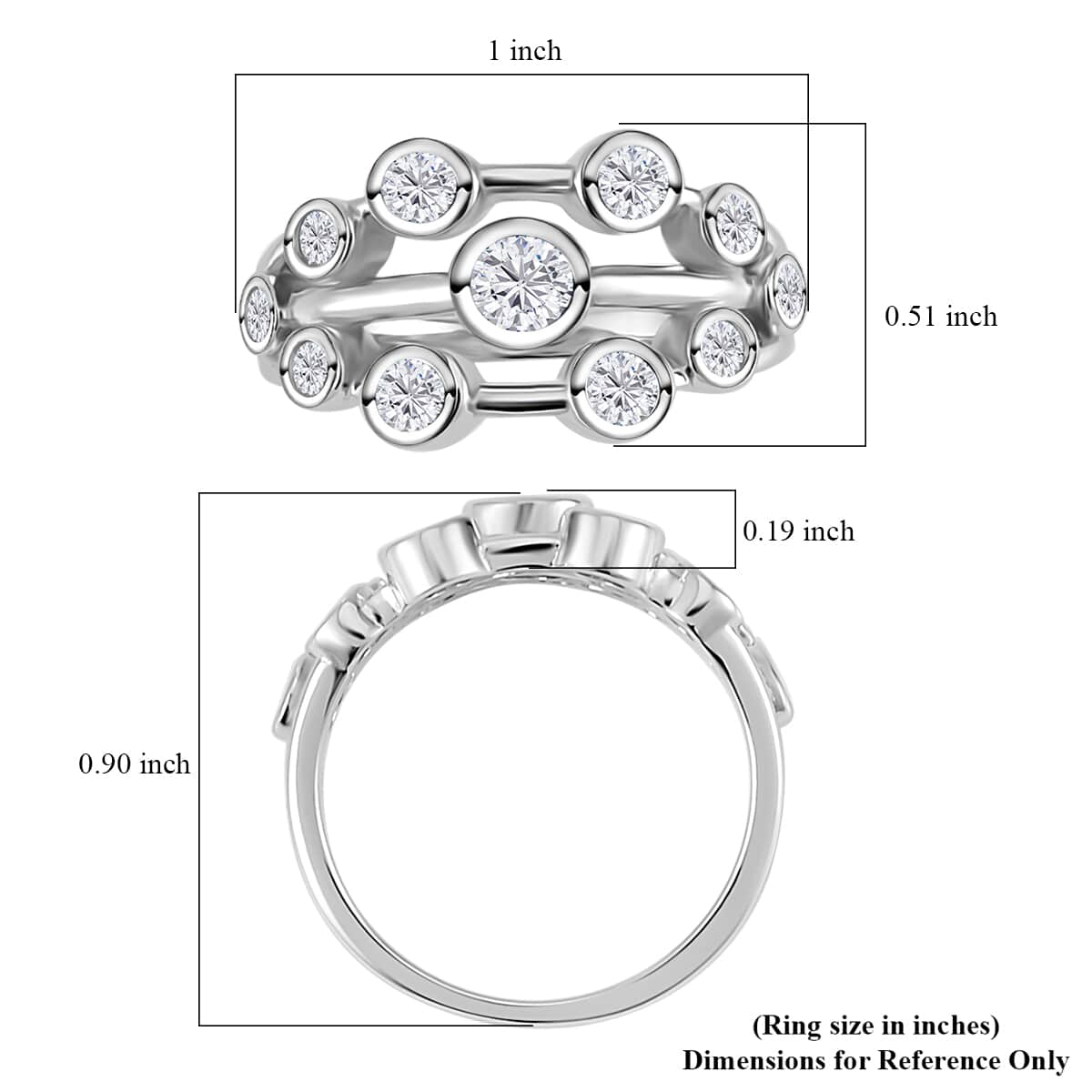 Moissanite Ring in Rhodium Over Sterling Silver (Size 6.0) 1.10 ctw image number 5