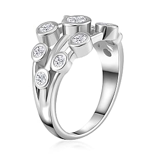 Moissanite Ring in Rhodium Over Sterling Silver (Size 10.0) 1.10 ctw