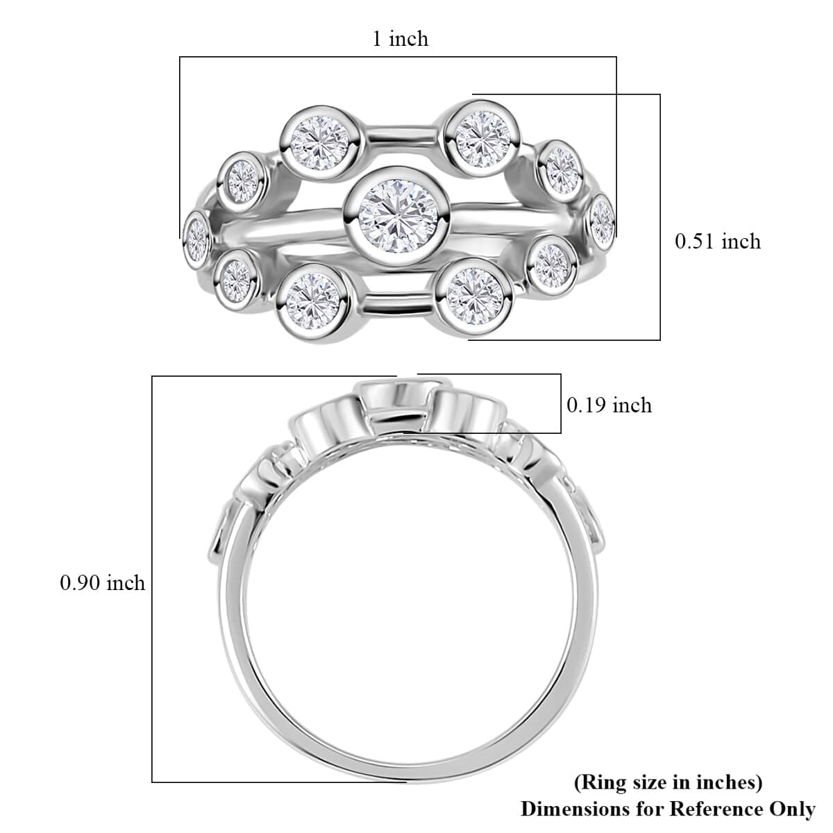 Moissanite Ring in Rhodium Over Sterling Silver (Size 8.0) 1.10 ctw image number 5