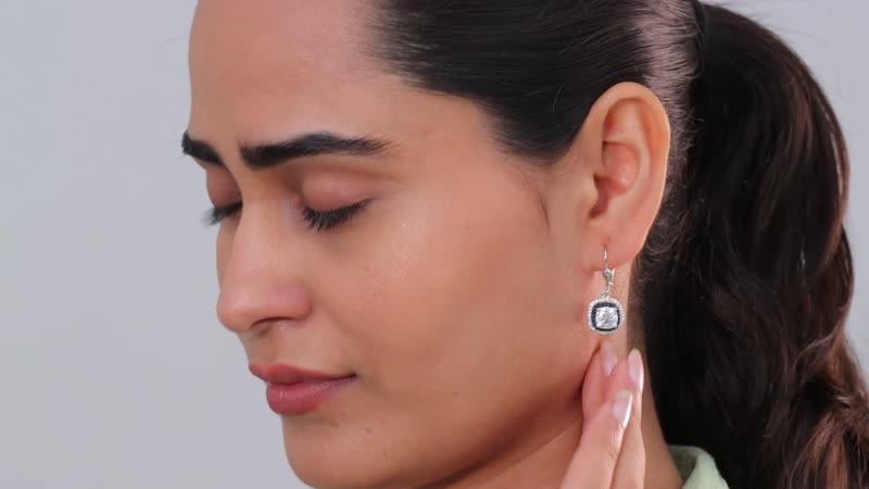 Moissanite and Kanchanaburi Blue Sapphire Lever Back Earrings in Platinum Over Sterling Silver 4.10 ctw