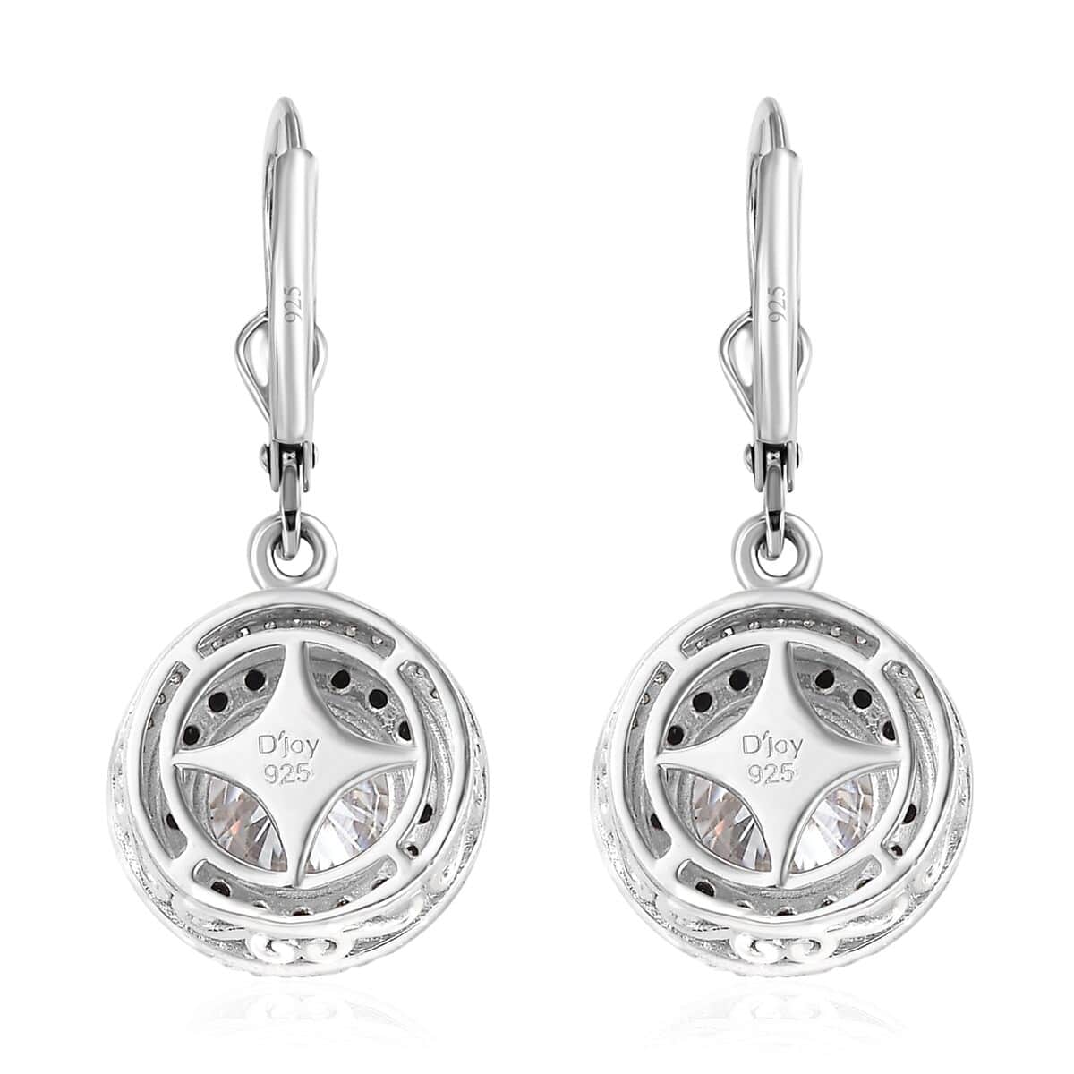 Moissanite and Kanchanaburi Blue Sapphire Lever Back Earrings in Platinum Over Sterling Silver 4.50 ctw image number 5