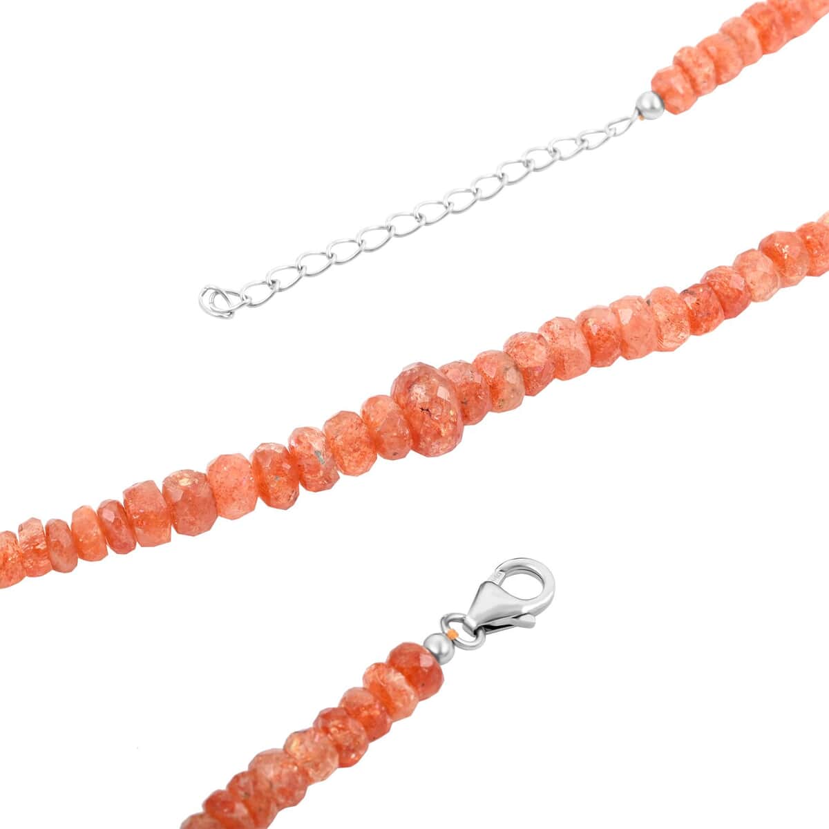 Sunstone Beaded Necklace 18-20 Inches in Rhodium Over Sterling Silver 126.00 ctw image number 3