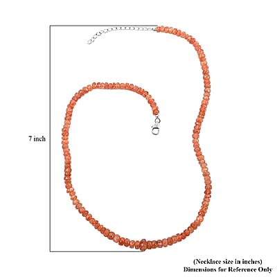Sunstone Beaded Necklace 18-20 Inches in Rhodium Over Sterling Silver 126.00 ctw