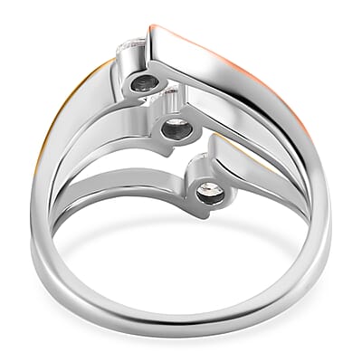 White Moissanite Ring in 14K Yellow, Rose Gold and Rhodium Over Sterling Silver (Size 10.0) 0.70 ctw