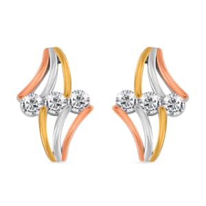 White Moissanite Earrings in 14K Yellow, Rose Gold and Rhodium Over Sterling Silver 0.90 ctw