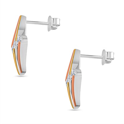 White Moissanite Earrings in 14K Yellow, Rose Gold and Rhodium Over Sterling Silver 0.90 ctw