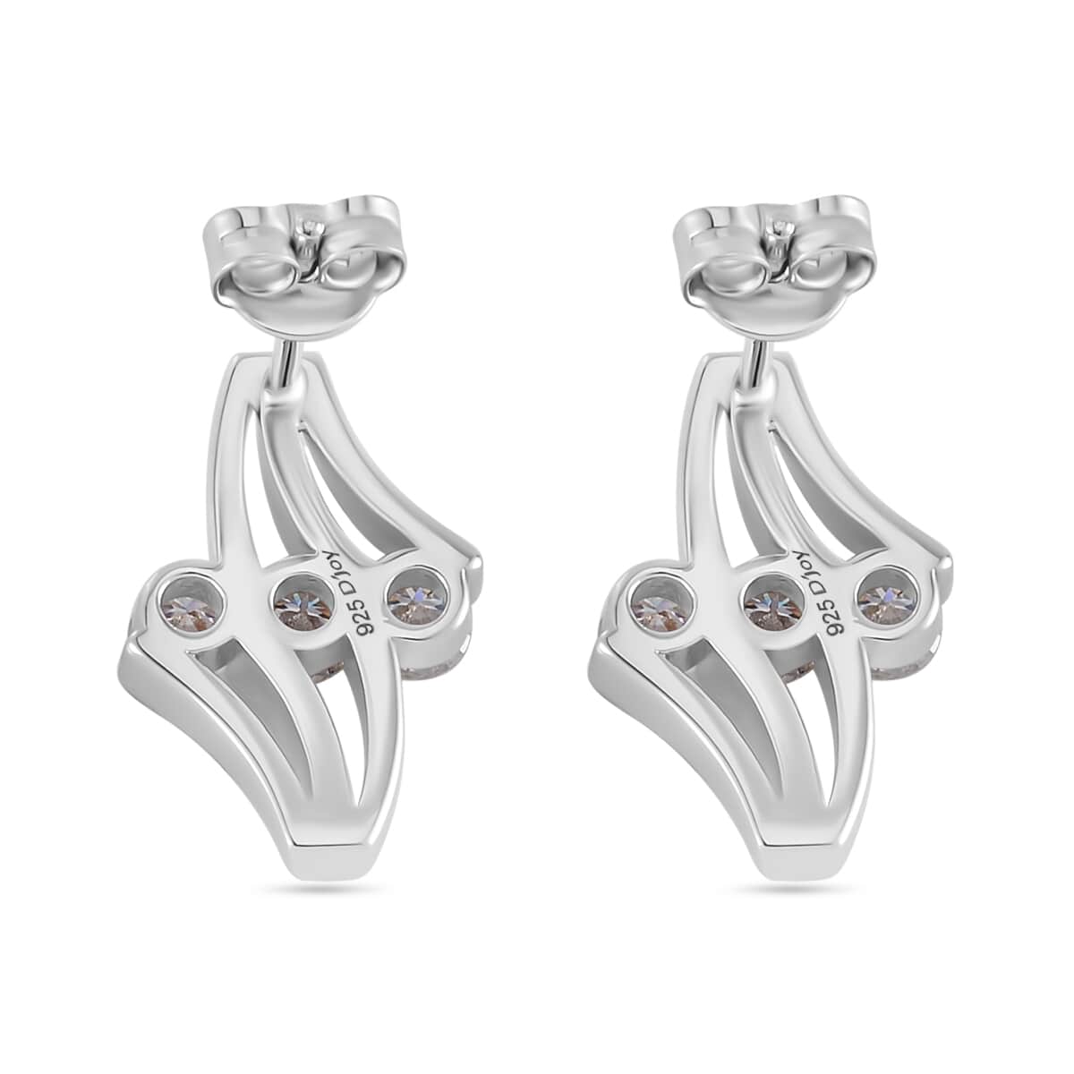 White Moissanite Earrings in 14K Yellow, Rose Gold and Rhodium Over Sterling Silver 0.90 ctw image number 4