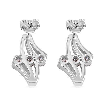 White Moissanite Earrings in 14K Yellow, Rose Gold and Rhodium Over Sterling Silver 0.90 ctw