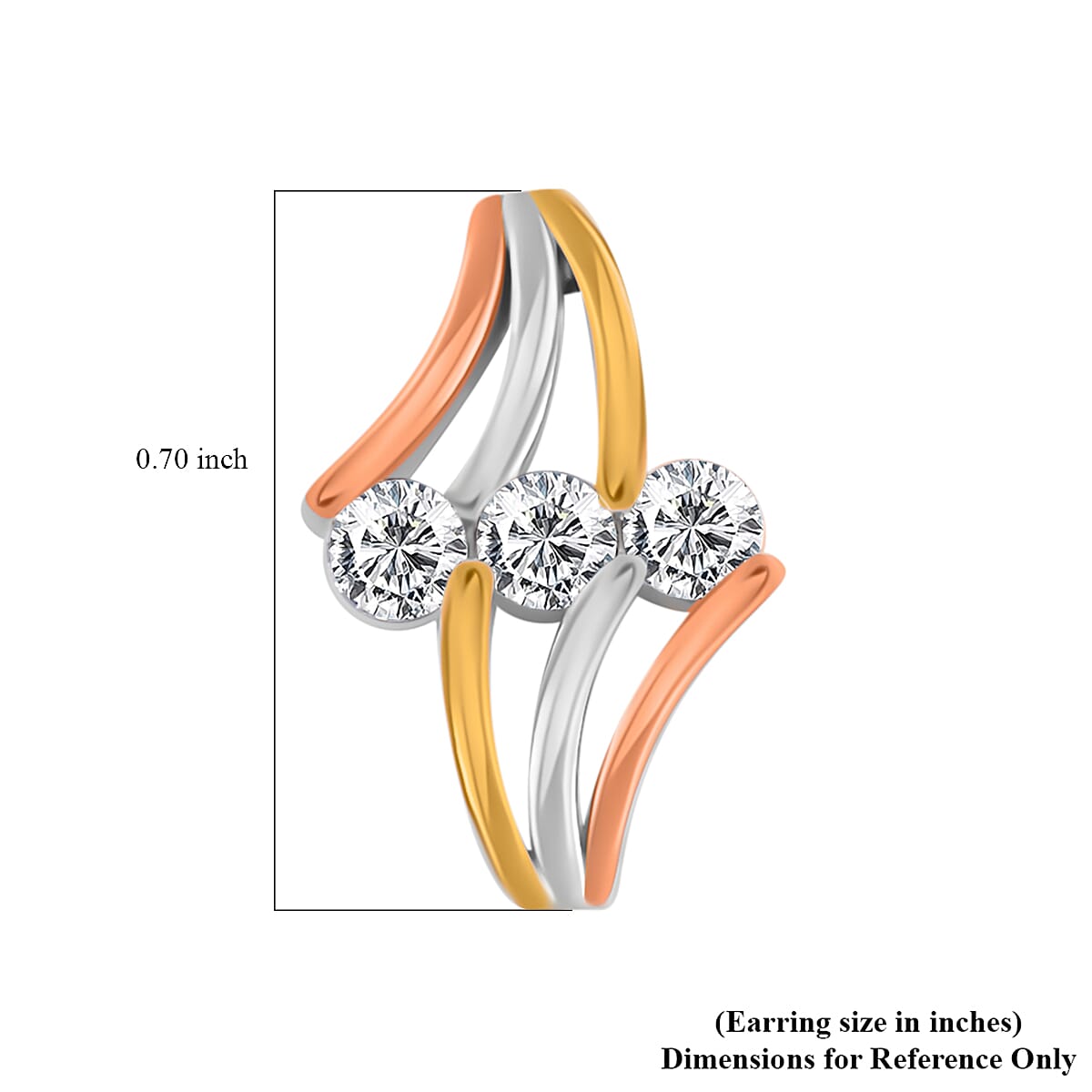 White Moissanite Earrings in 14K Yellow, Rose Gold and Rhodium Over Sterling Silver 0.90 ctw