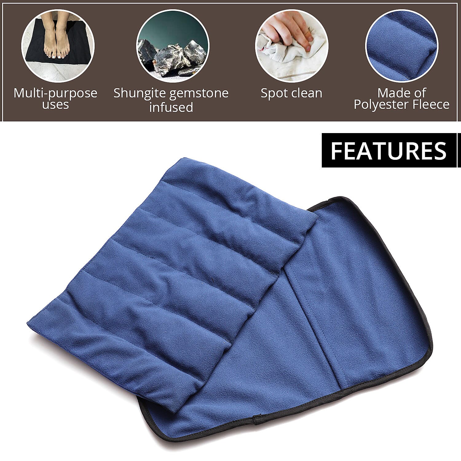 Navy Polyester Travelling Shungite Pillow 1 lb.
