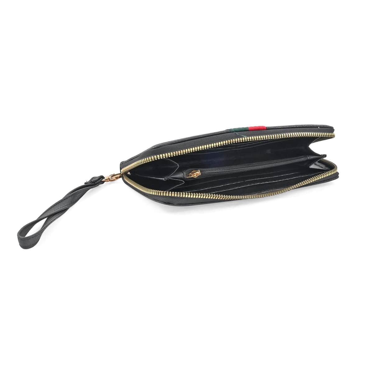 2pc Black Vegan Leather Shoulder Bag with Wallet image number 8