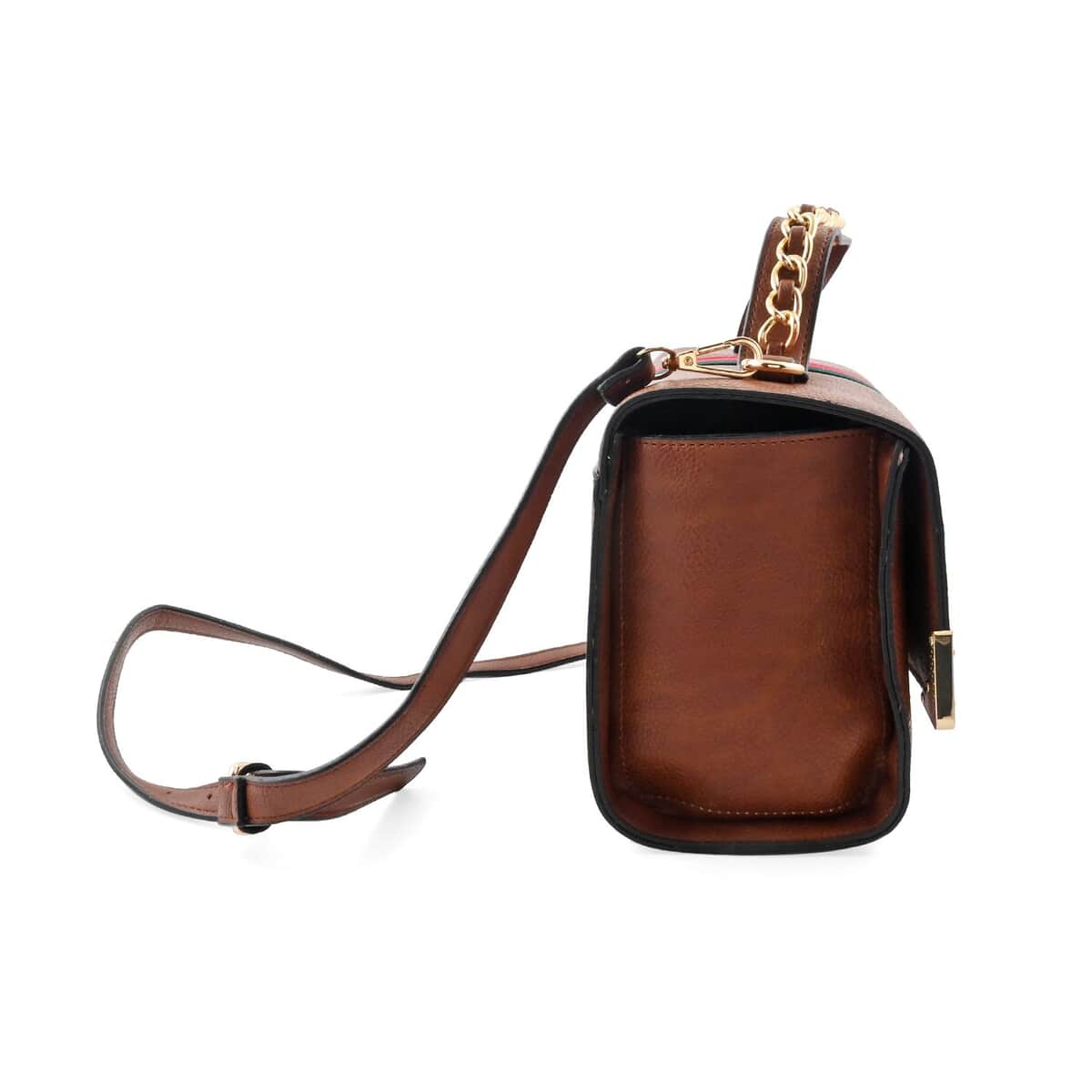 2pc Brown Vegan Leather Shoulder Bag with Wallet image number 2